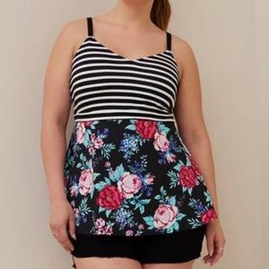 Babydoll Fabric Mix Super Soft And Poplin V-Neck Cami